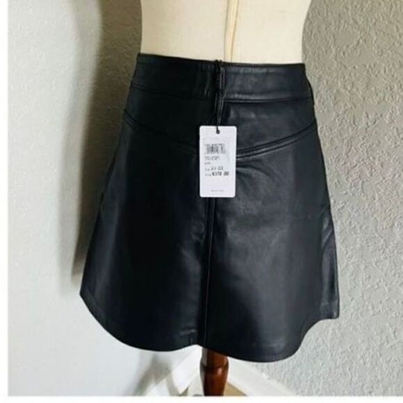 Reiss Mimi Paneled Leather Mini Skirt, Black, Size 10, Designer Luxury, NWT - Picture 6 of 12